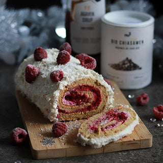 Bûche noix de coco - framboises Bûche noix de coco - framboises