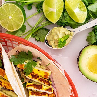 Tacos de quinoa au halloumi & curcuma Tacos de quinoa au halloumi & curcuma