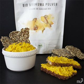 Houmous au curcuma & Crackers de chia Houmous au curcuma & Crackers de chia