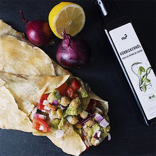 Wraps sans gluten : avocat-tomate Wraps sans gluten : avocat-tomate