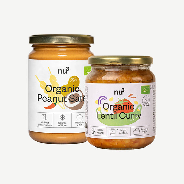nu3 Sauce satay aux cacahuètes bio + Curry de lentilles bio